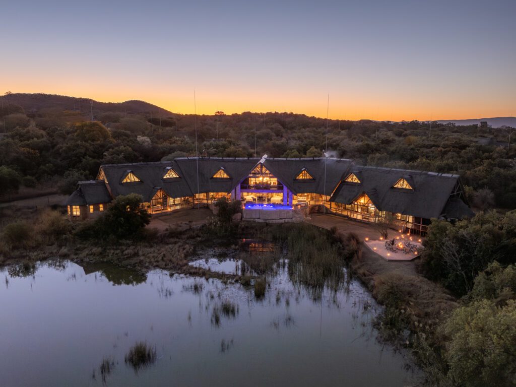 Kingfisher Villa Suites sunset aerial